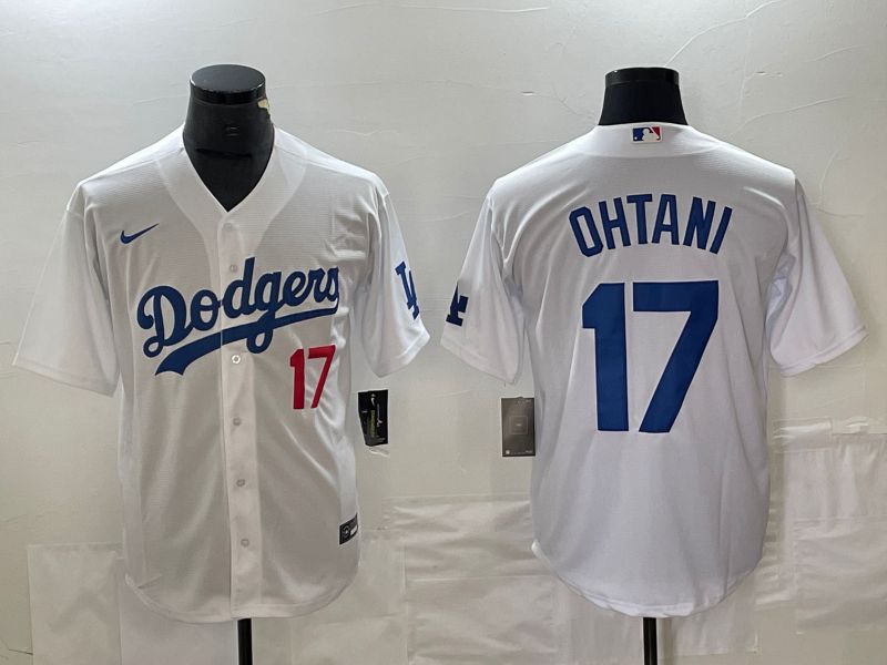 Men Los Angeles Dodgers 17 Ohtani White Nike Game MLB Jersey style 2